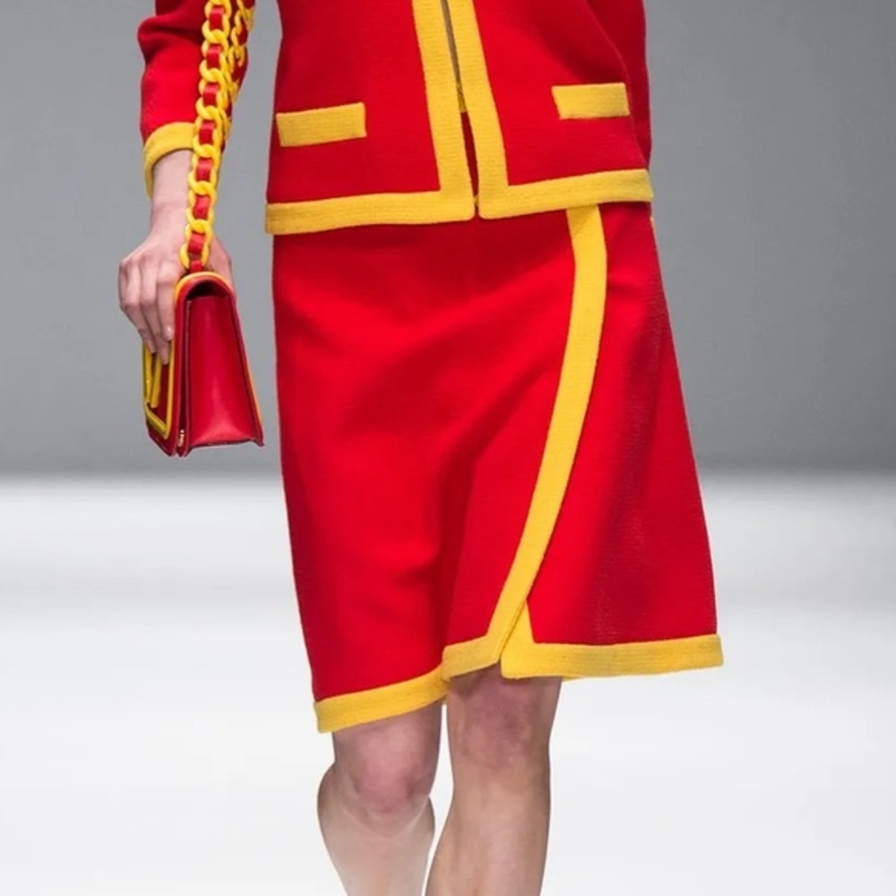 Moschino x McDonald’s 2014 Runway Rare Wool Snap Midi Skirt